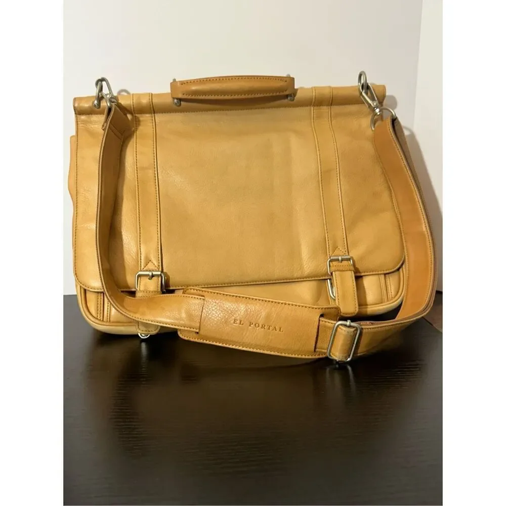El Portal Tan Leather Bag/Lap Top Holder